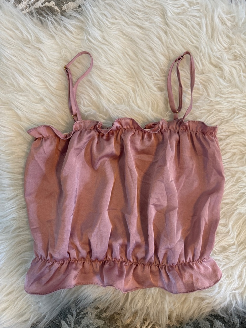 Intimately by FREE PEOPLE Pink Ruffle-Trim Spaghetti Strap Crop Top